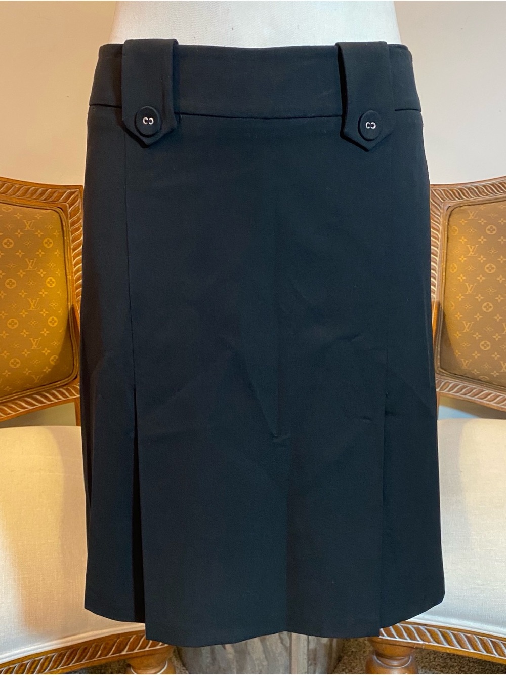 Rare Vintage Palmetto European Brand Black Corporate Pleated Skirt Size 8